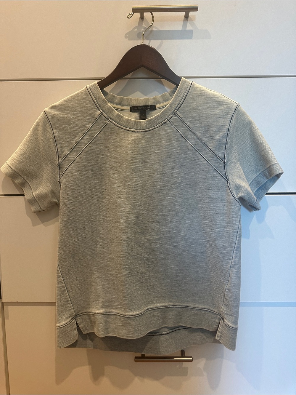 Light Denim Short Sleeve Pullover Top - Banana Republic